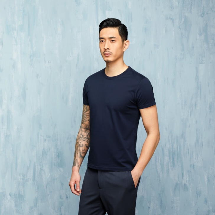 無地 Tシャツ すっきりシルエット 上質コットン半袖