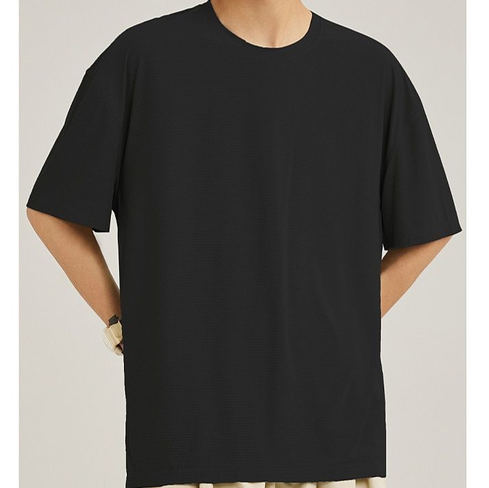 無地 Tシャツ サラリ快適 メッシュ素材ゆったり半袖