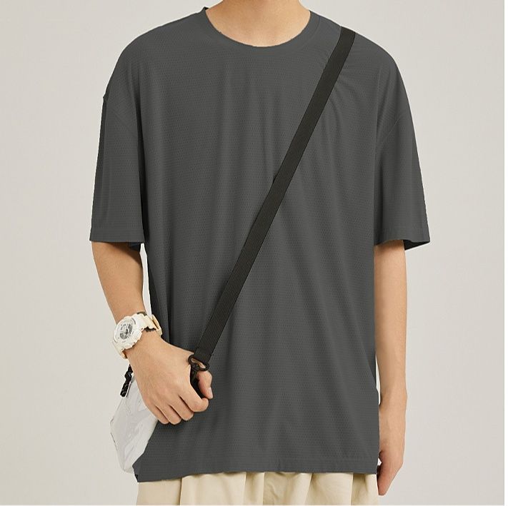 無地 Tシャツ サラリ快適 メッシュ素材ゆったり半袖