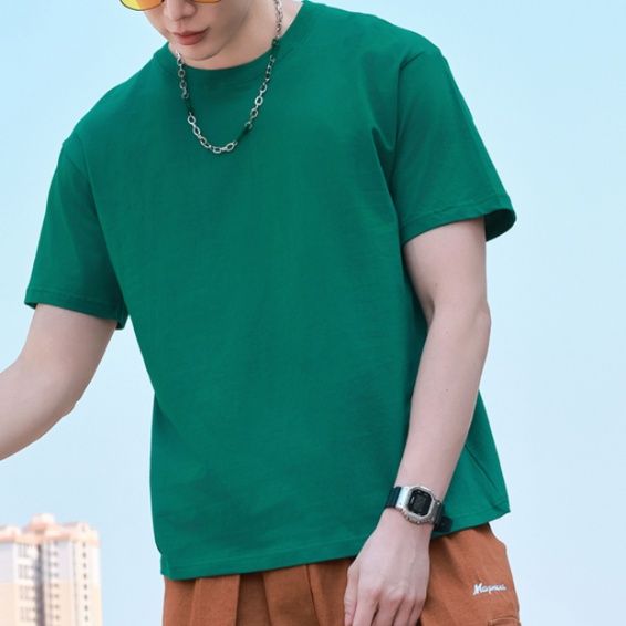 無地 Tシャツ 上質シンプル半袖ラウンドネック
