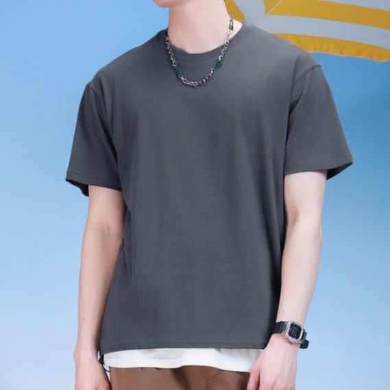 無地 Tシャツ 上質シンプル半袖ラウンドネック