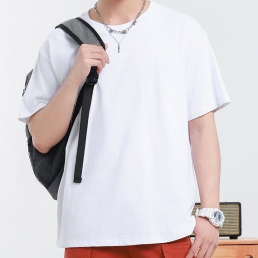 無地 Tシャツ 上質シンプル半袖ラウンドネック