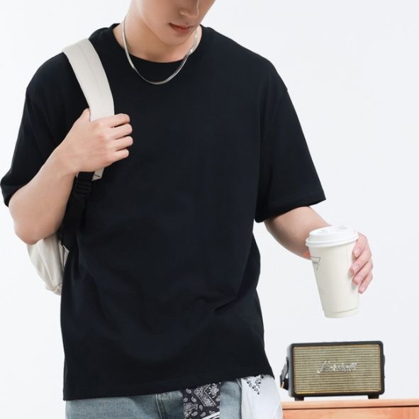 無地 Tシャツ 上質シンプル半袖ラウンドネック