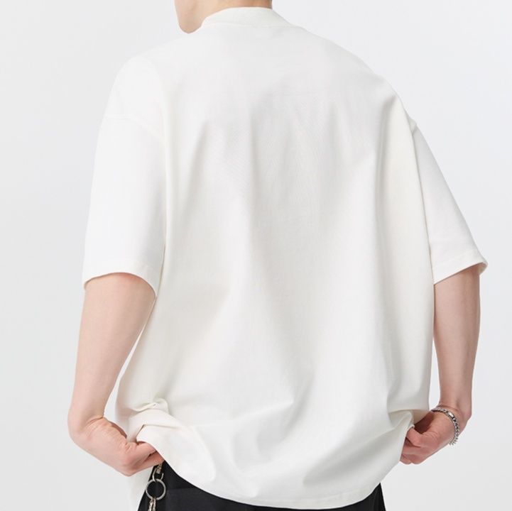 無地 Tシャツ モックネック ゆったり半袖