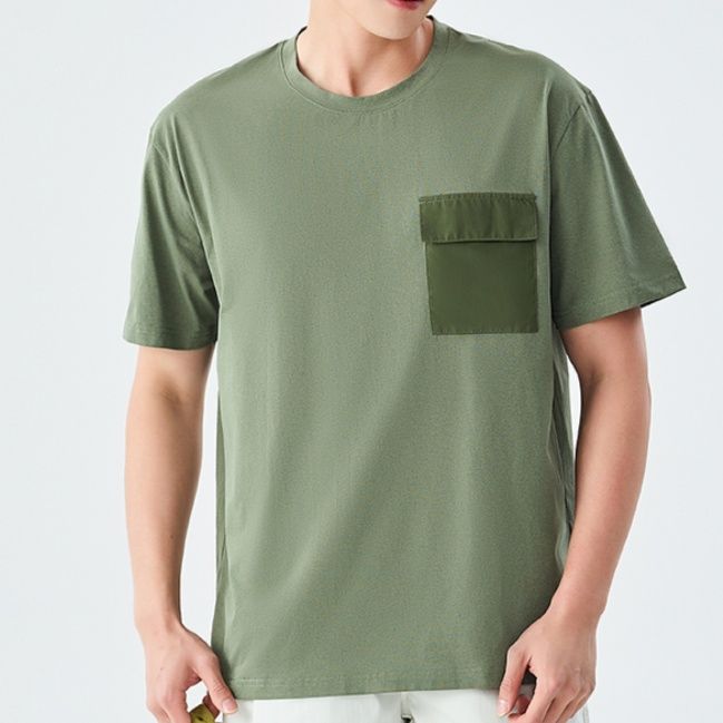 無地 Tシャツ デザインポケット付き シンプル半袖
