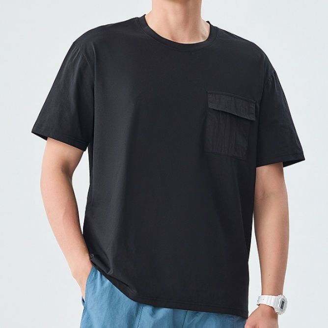 無地 Tシャツ デザインポケット付き シンプル半袖