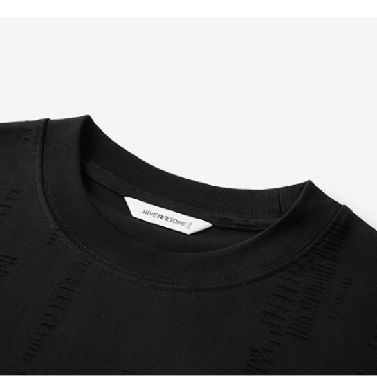 無地 Tシャツ 立体織り模様ビッグシルエット半袖