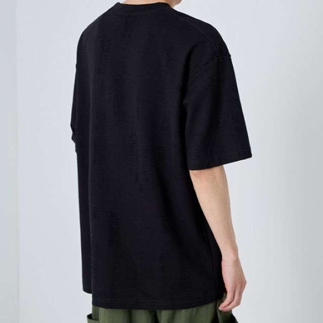 無地 Tシャツ 立体織り模様ビッグシルエット半袖