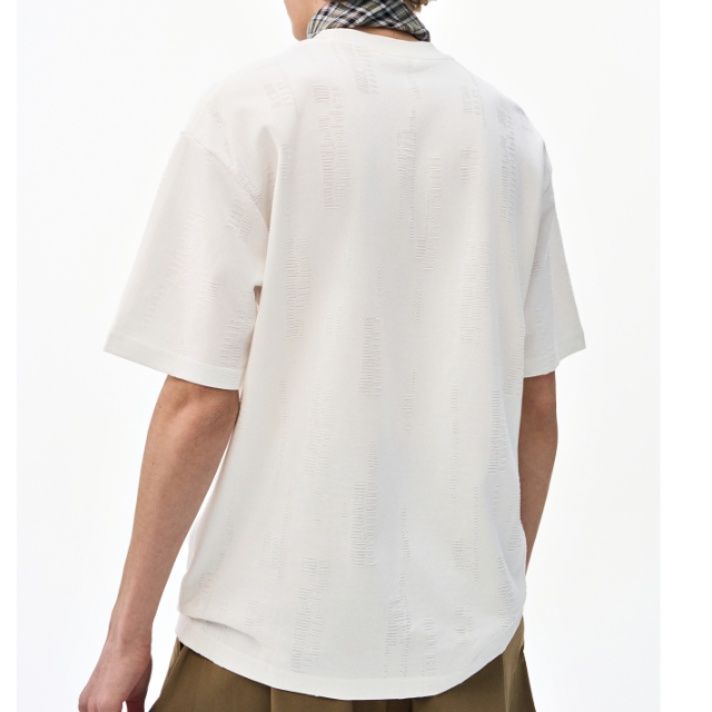 無地 Tシャツ 立体織り模様ビッグシルエット半袖