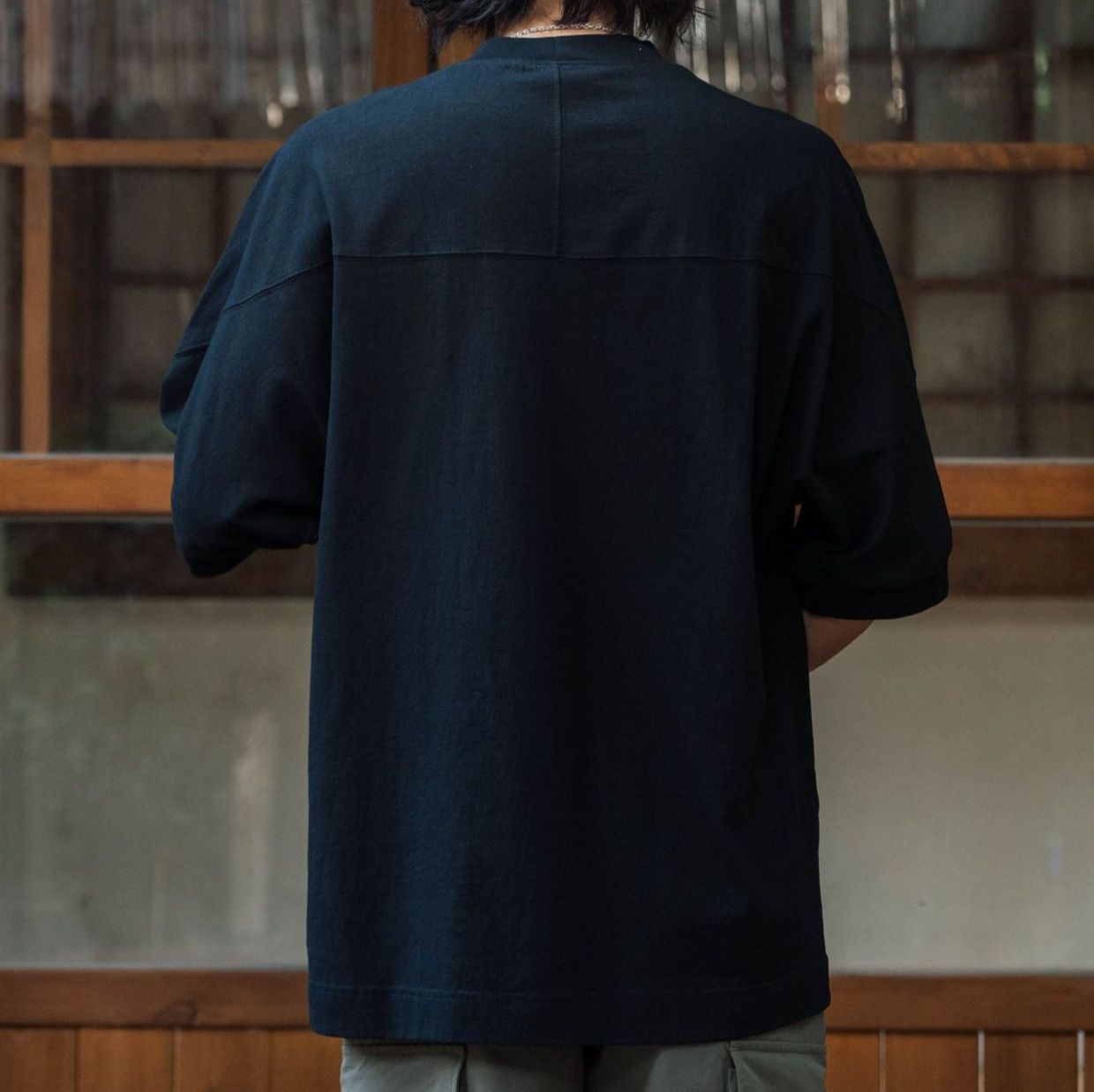無地 Tシャツ ゆったり袖リブ無地半袖シャツ