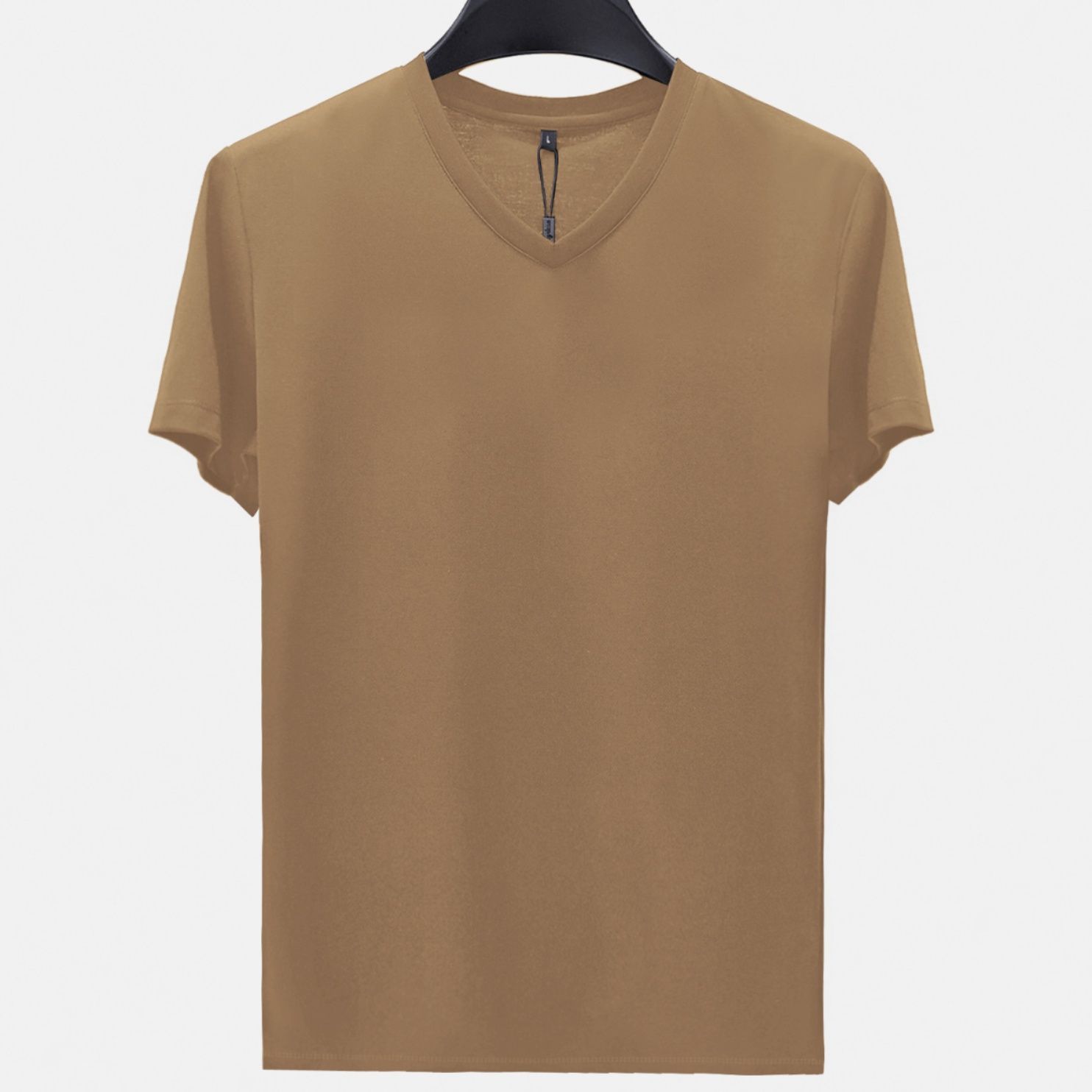 無地 Tシャツ 洗練された上質Vネック半袖シャツ