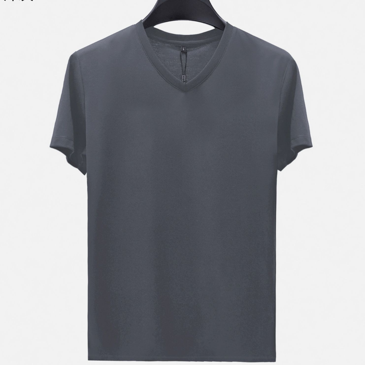 無地 Tシャツ 洗練された上質Vネック半袖シャツ