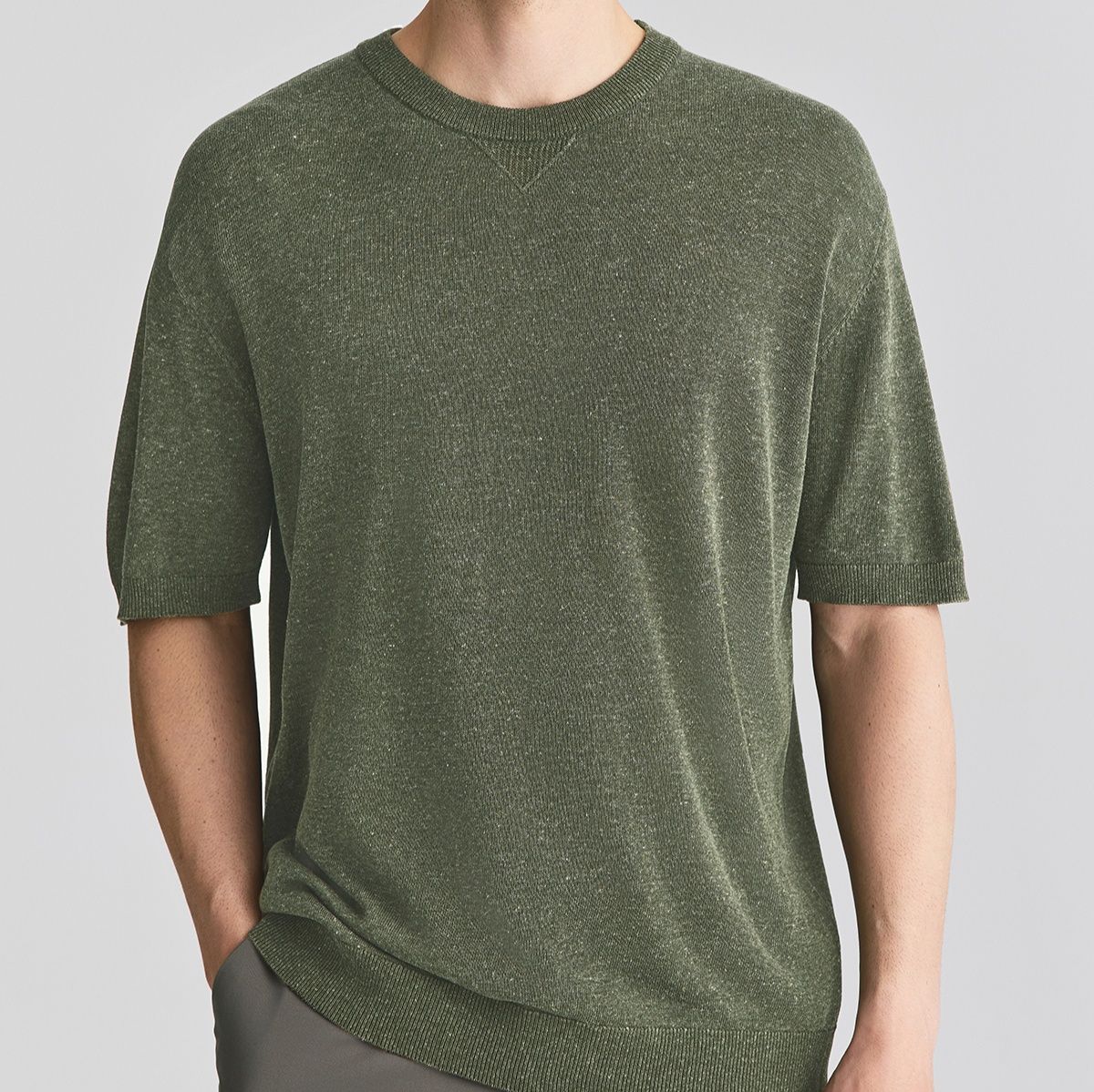 無地 Tシャツ 上質ニット素材 半袖クルーネック