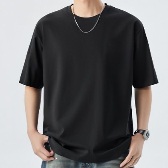 無地 Tシャツ なめらか肌触り 上質クルーネック半袖