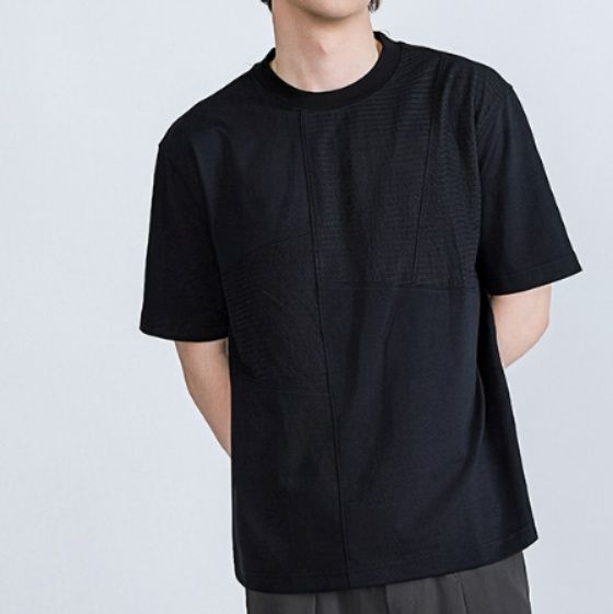 無地 Tシャツ 立体感のある切替デザイン無地Tシャツ