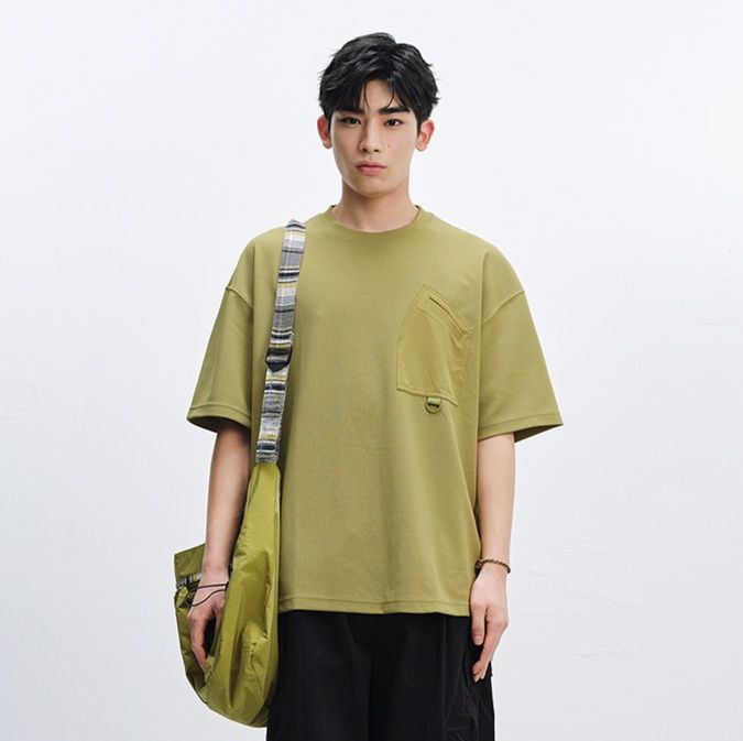無地 Tシャツ 胸ポケット付き上質素材無地半袖