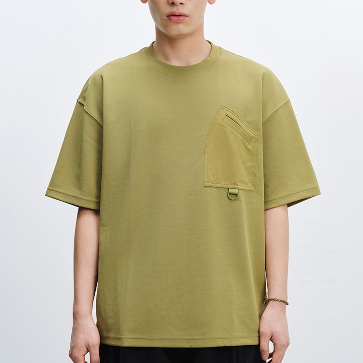 無地 Tシャツ 胸ポケット付き上質素材無地半袖