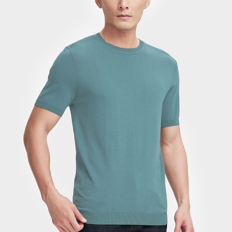 無地 Tシャツ シンプル丸首ストレッチ半袖カットソー
