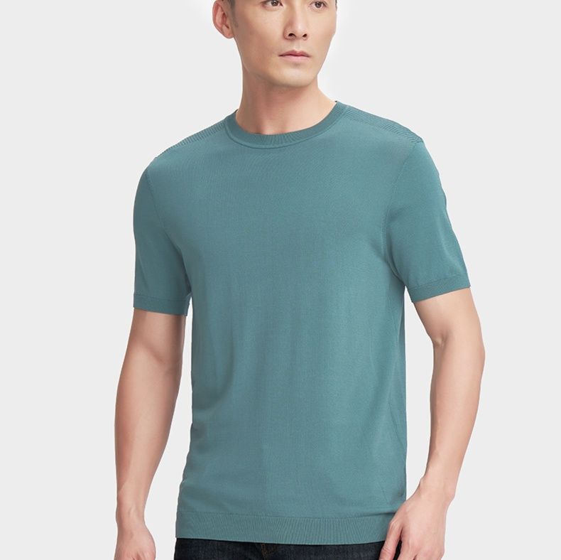 無地 Tシャツ シンプル丸首ストレッチ半袖カットソー