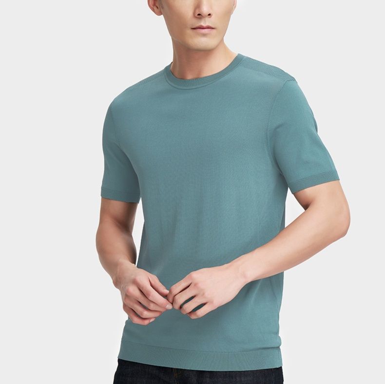 無地 Tシャツ シンプル丸首ストレッチ半袖カットソー