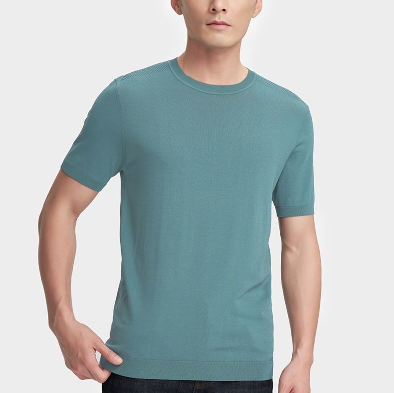 無地 Tシャツ シンプル丸首ストレッチ半袖カットソー