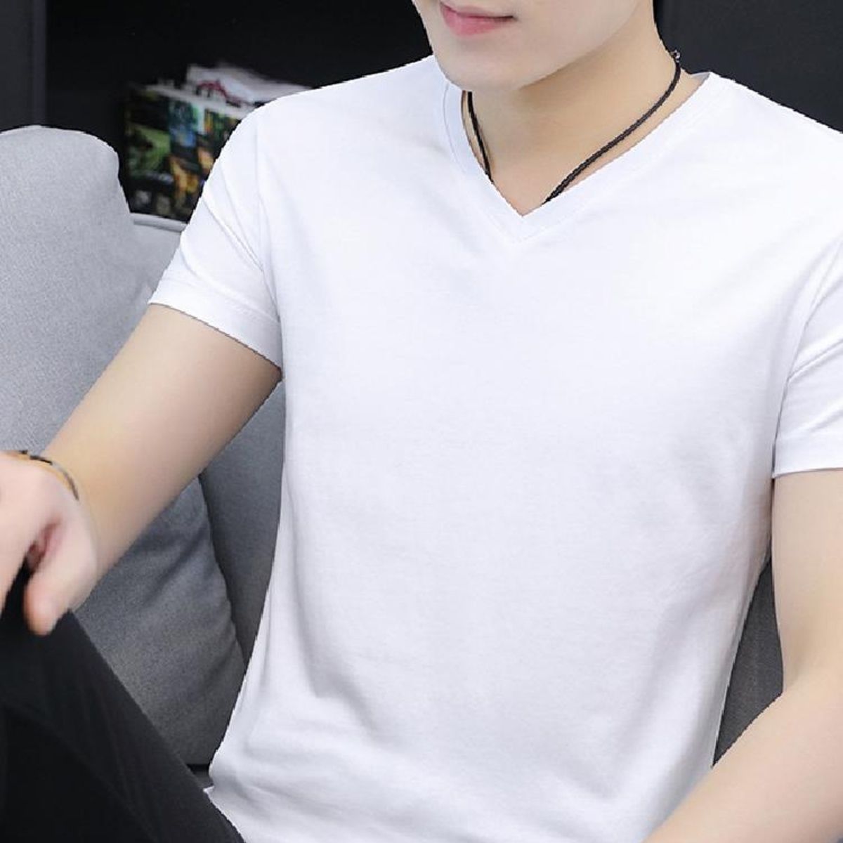 無地 Tシャツ シンプル美シルエット 五分袖無地Tシャツ