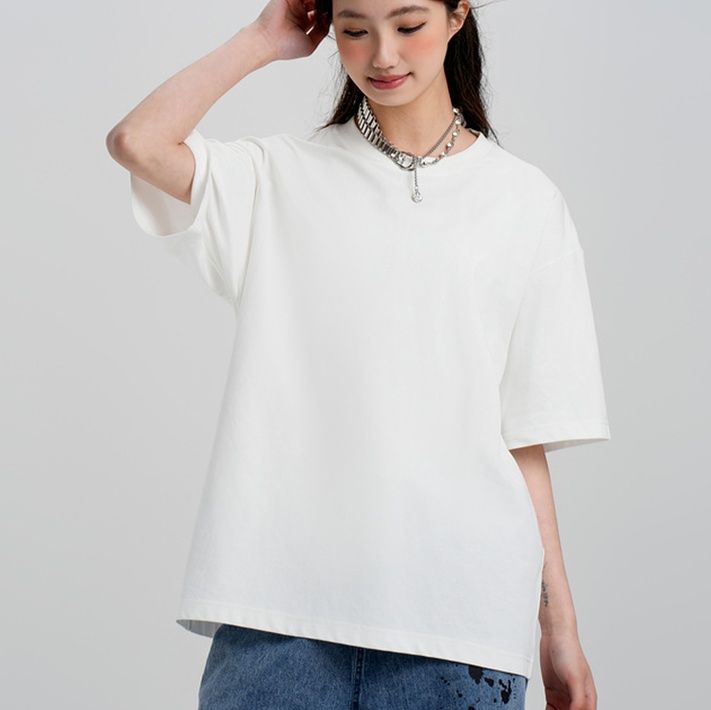 無地 Tシャツ シンプル五分袖ゆったり無地シャツ