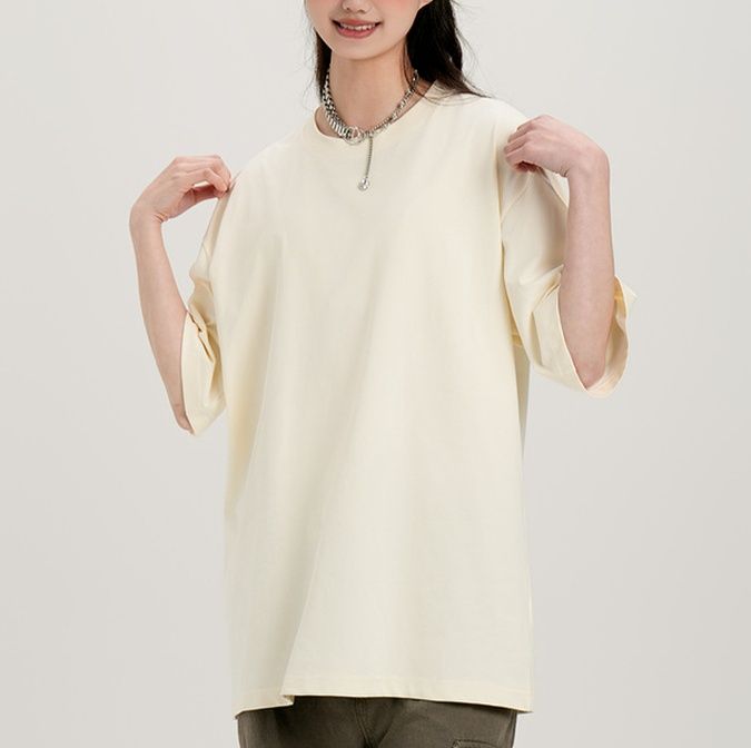無地 Tシャツ シンプル五分袖ゆったり無地シャツ