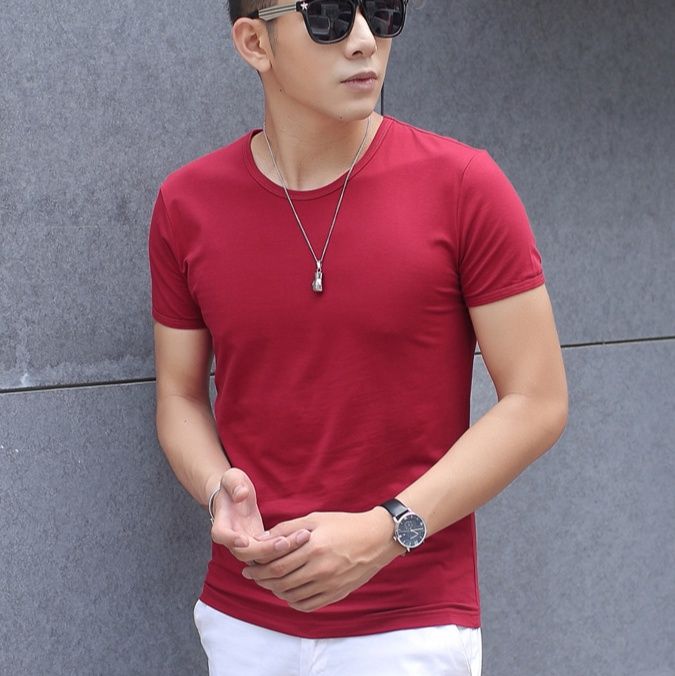 無地 Tシャツ シンプル美シルエット 丸首半袖
