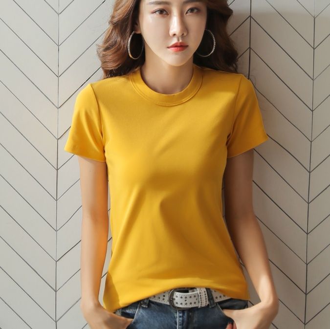 無地 Tシャツ シンプル美シルエット 丸首半袖