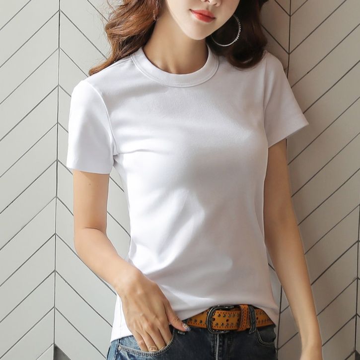 無地 Tシャツ シンプル美シルエット 丸首半袖
