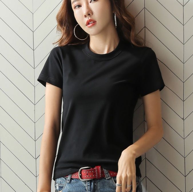 無地 Tシャツ シンプル美シルエット 丸首半袖