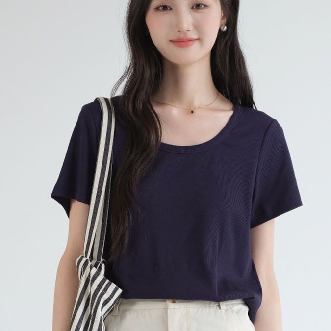 無地 Tシャツ 夏素材 すっきり着こなし 半袖無地