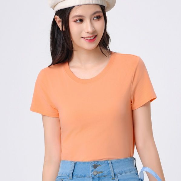 無地 Tシャツ シンプル丸首 なめらか半袖シャツ