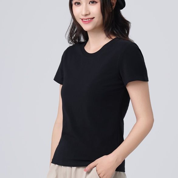 無地 Tシャツ シンプル丸首 なめらか半袖シャツ