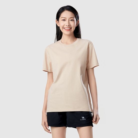無地 Tシャツ シンプル美人 丸首半袖コットンシャツ