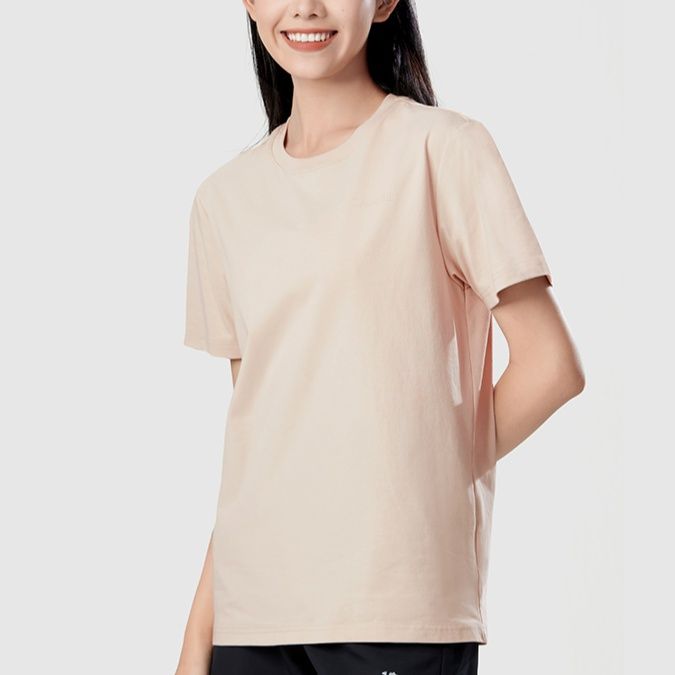無地 Tシャツ シンプル美人 丸首半袖コットンシャツ