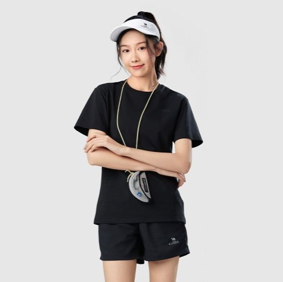 無地 Tシャツ シンプル美人 丸首半袖コットンシャツ