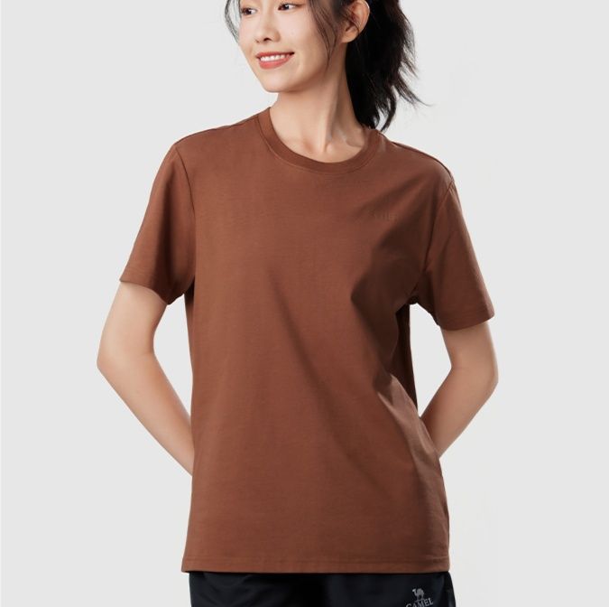 無地 Tシャツ シンプル美人 丸首半袖コットンシャツ