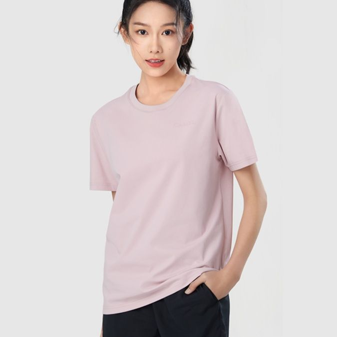 無地 Tシャツ シンプル美人 丸首半袖コットンシャツ