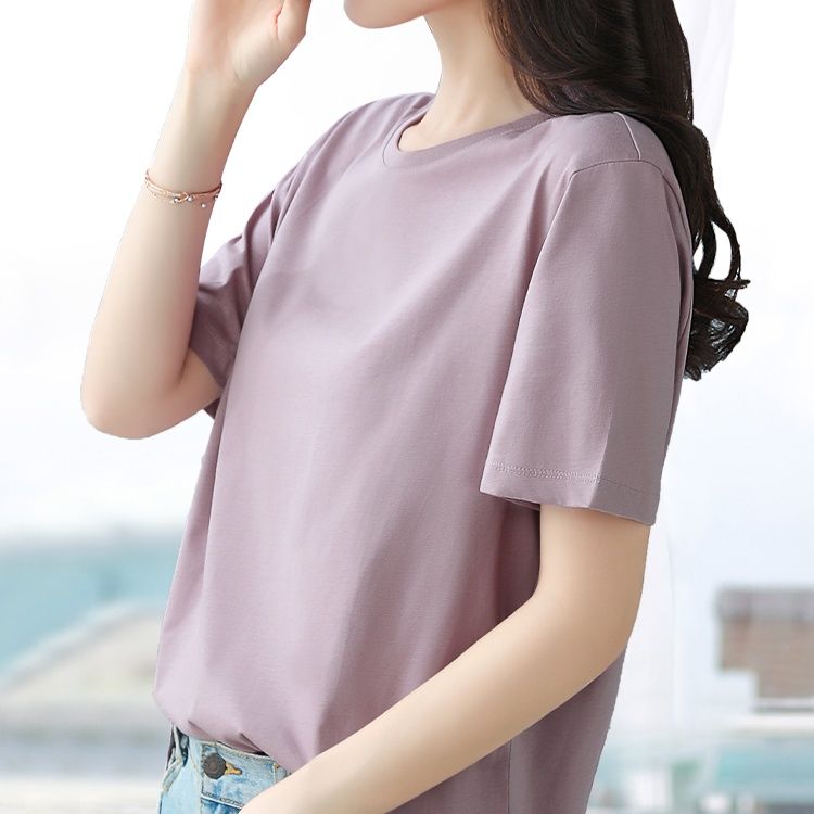 無地 Tシャツ シンプル美シルエット半袖トップス