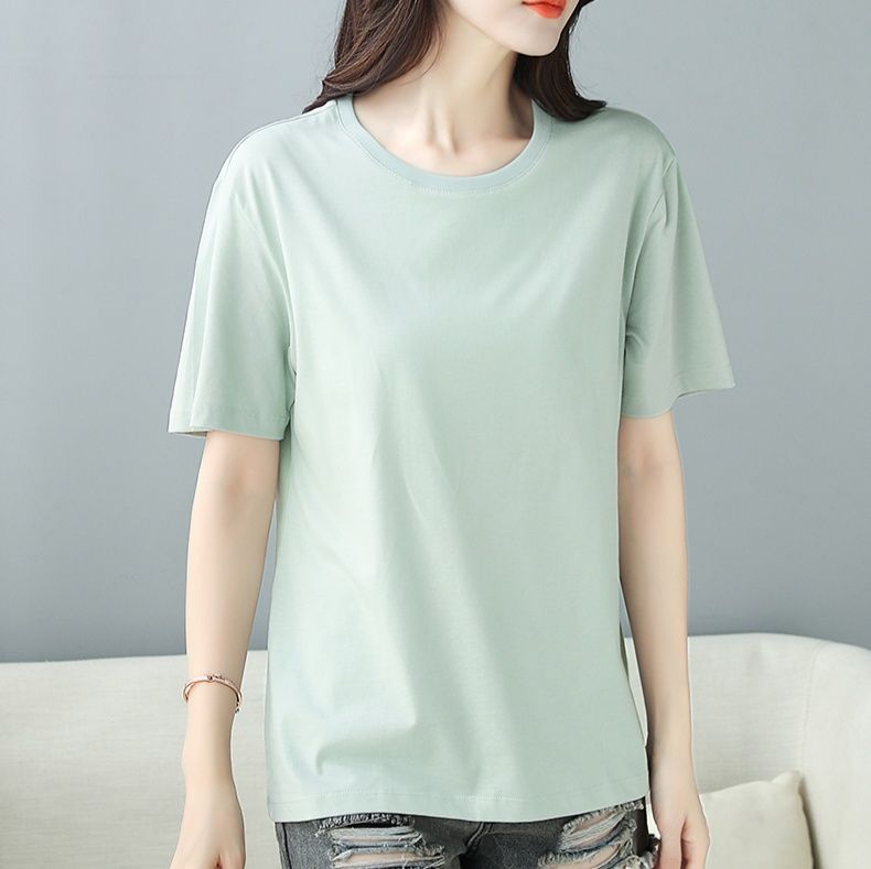 無地 Tシャツ シンプル美シルエット半袖トップス