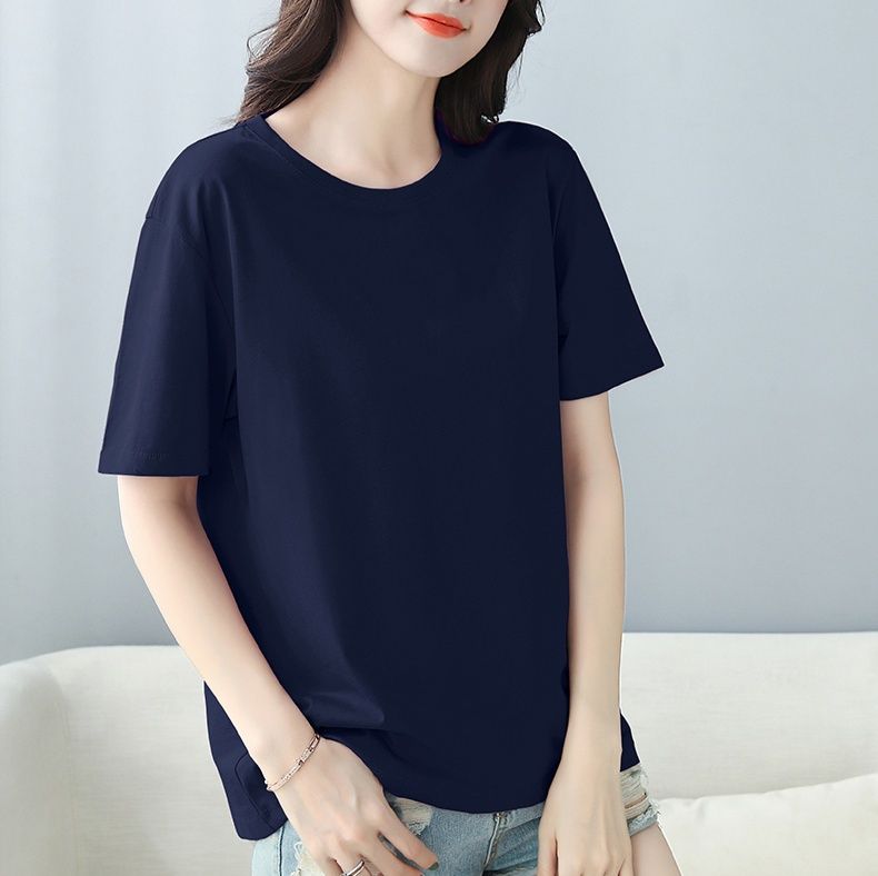 無地 Tシャツ シンプル美シルエット半袖トップス