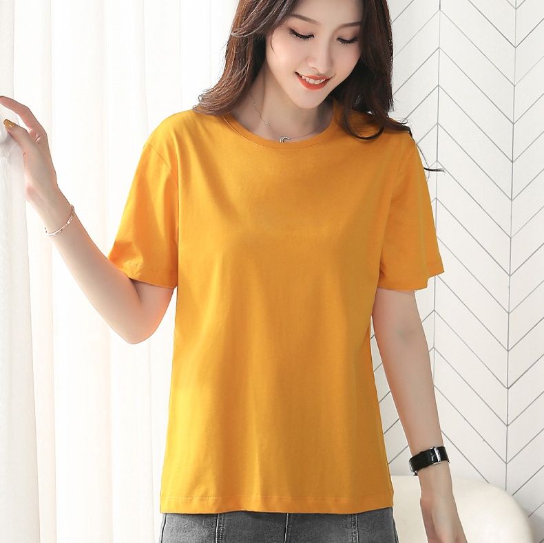 無地 Tシャツ シンプル美シルエット半袖トップス