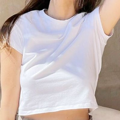 無地 Tシャツ シンプル美シルエット 丸首半袖