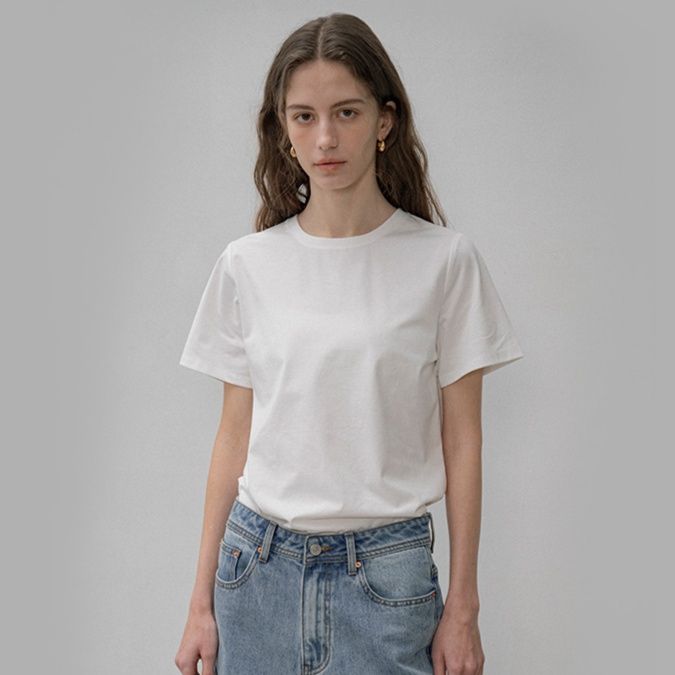無地 Tシャツ すっきり着こなせる 定番丸首半袖