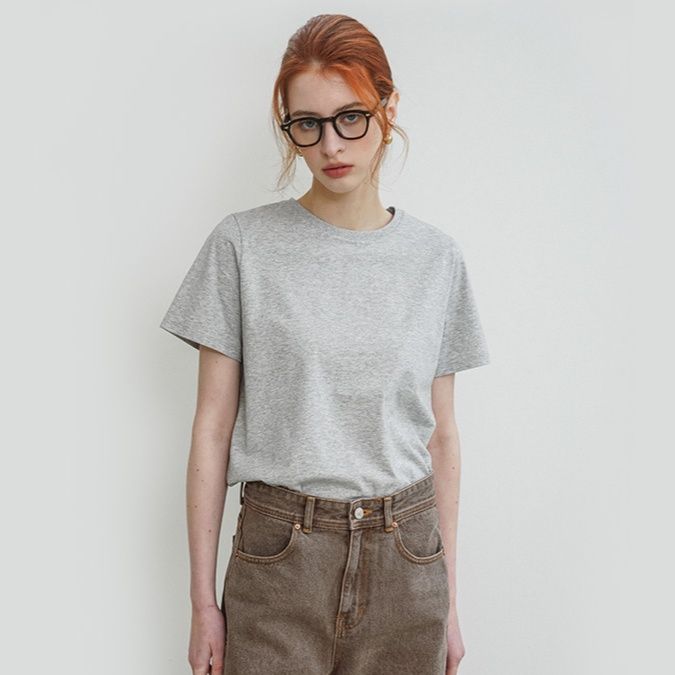 無地 Tシャツ すっきり着こなせる 定番丸首半袖