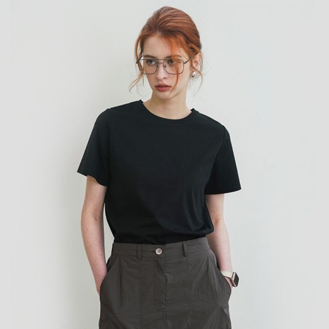無地 Tシャツ すっきり着こなせる 定番丸首半袖