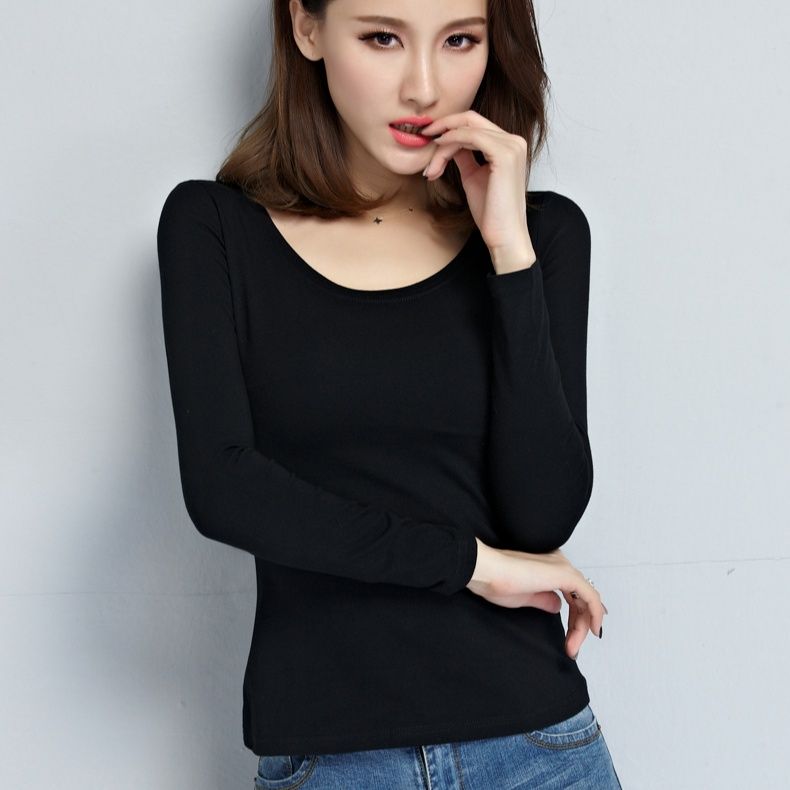 無地 Tシャツ しなやか長袖フィット無地カットソー