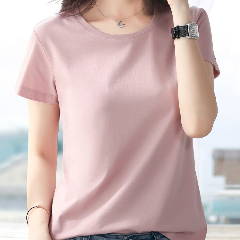 無地 Tシャツ 上質素材の定番丸首半袖Tシャツ